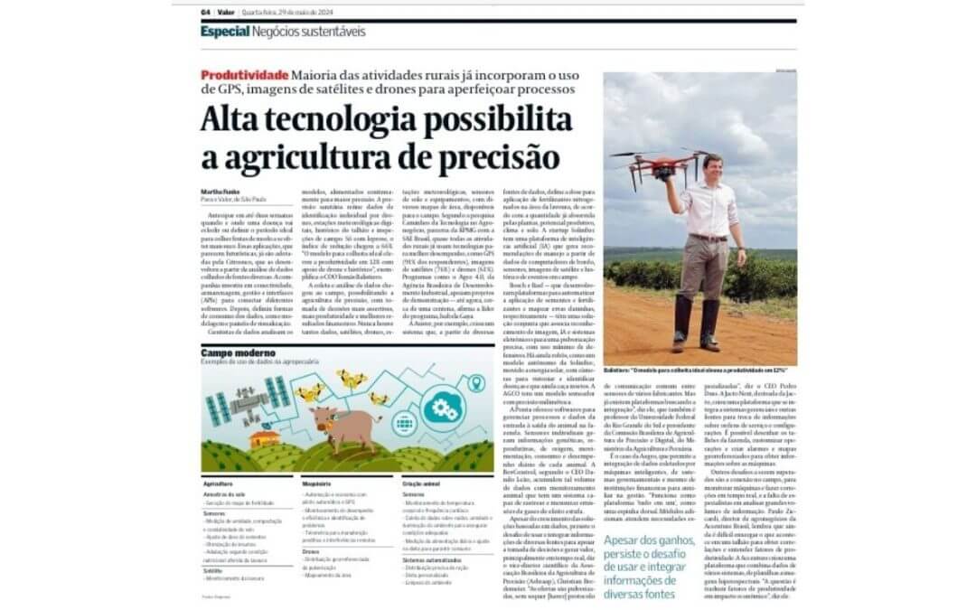 Valor Econômico: Alta tecnologia possibilita a agricultura de precisão