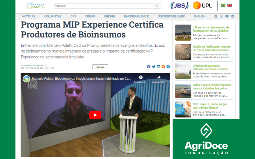 Canal Rural: Programa MIP Experience Certifica Produtores de Bioinsumos