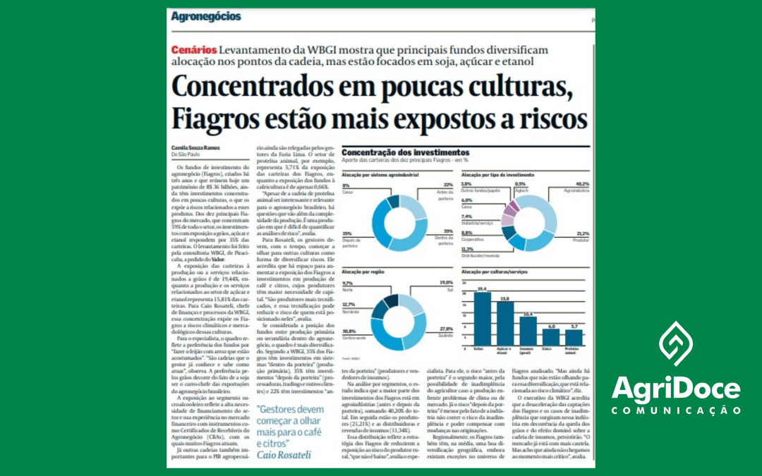 Globo Rural/Valor Econômico: Concentrados em poucas culturas, Fiagros estão mais expostos a riscos