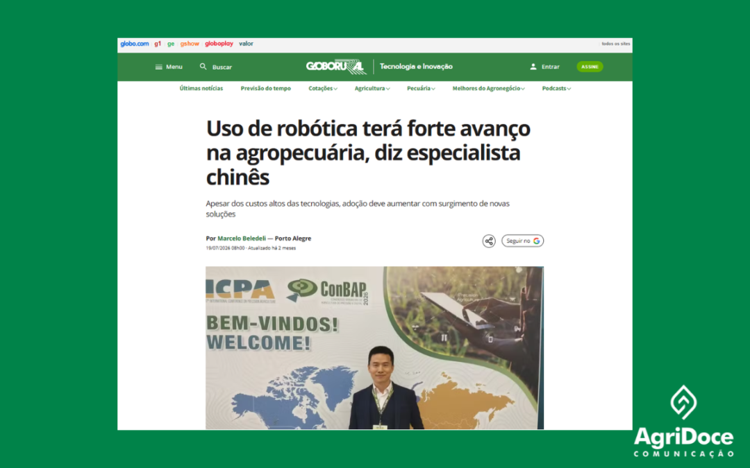 Globo Rural: Uso de robótica terá forte avanço na agropecuária, diz especialista chinês